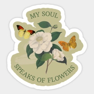 Watercolor white camellia flowers and butterflies - vintage flowers Sticker